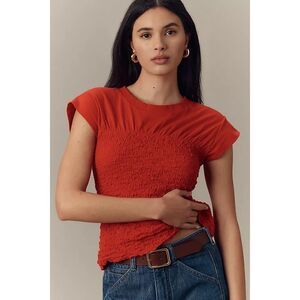 MAEVE BY ANTHROPOLOGIE Women’s Red Smocked Muscle Tee Size XS